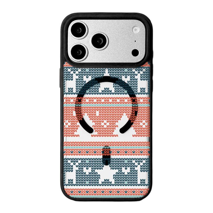 For iPhone 17 Pro Max Christmas Series Strong Magnetic Painted Black Edge Phone Case(Knitted Christmas)