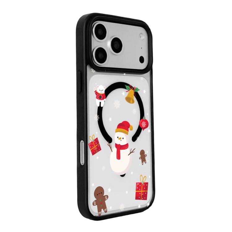 For iPhone 17 Pro Max Christmas Series Strong Magnetic Painted Black Edge Phone Case(Snowy Christmas)