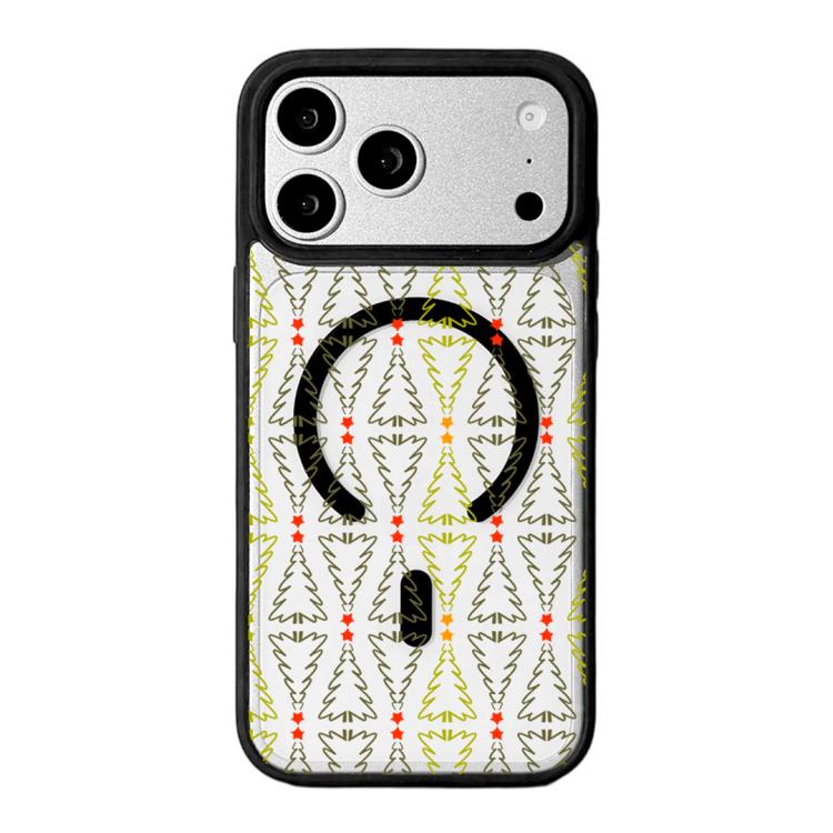 For iPhone 17 Pro Max Christmas Series Strong Magnetic Painted Black Edge Phone Case(Star-adorned Christmas Tree)