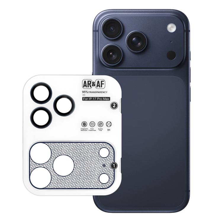 For iPhone 17 Pro Max Cicada Pupa Wing AR Anti-Reflective Titanium Metal Positioning Ring Camera Lens Film(Blue)