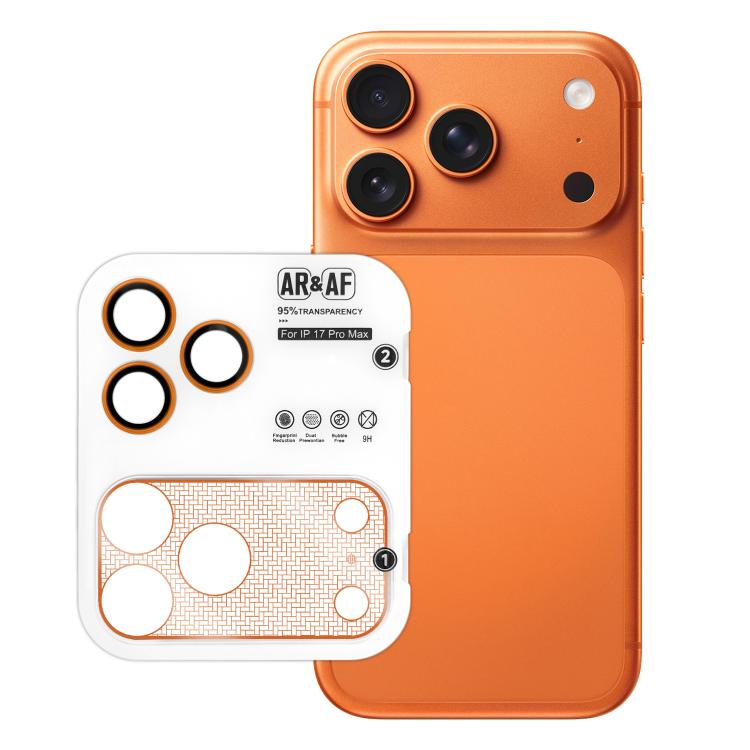 For iPhone 17 Pro Max Cicada Pupa Wing AR Anti-Reflective Titanium Metal Positioning Ring Camera Lens Film(Orange)