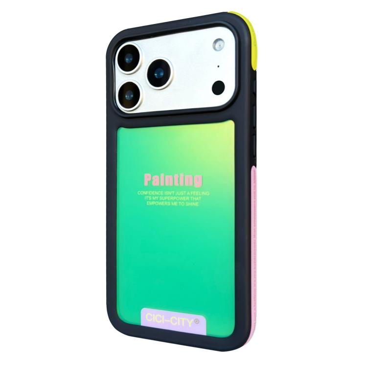 For iPhone 17 Pro Max CICI-CITY CH-60 Dopamine Dual-Tone Anti-Collision Phone Case(Black Frame Fruit Green)