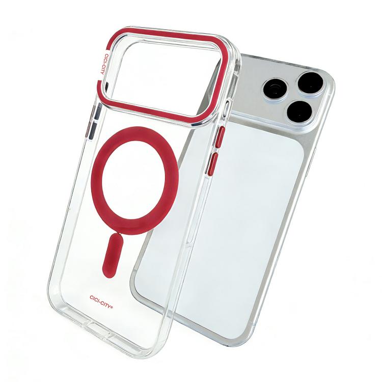 For iPhone 17 Pro Max CICI-CITY Self-Healing Transparent IMD Magnetic Phone Case(Red)