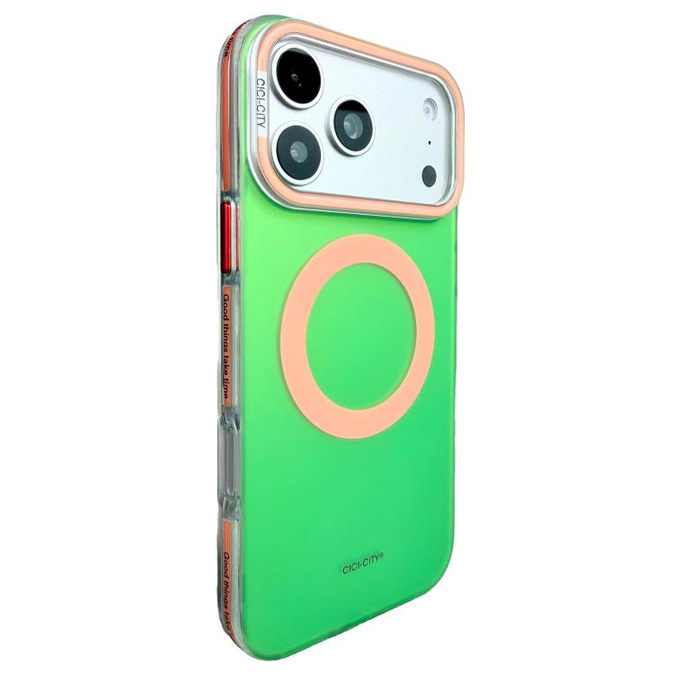 For iPhone 17 Pro Max CICI-CITY Vibrant Contrast Color IMD Magnetic Phone Case(Green Orange)