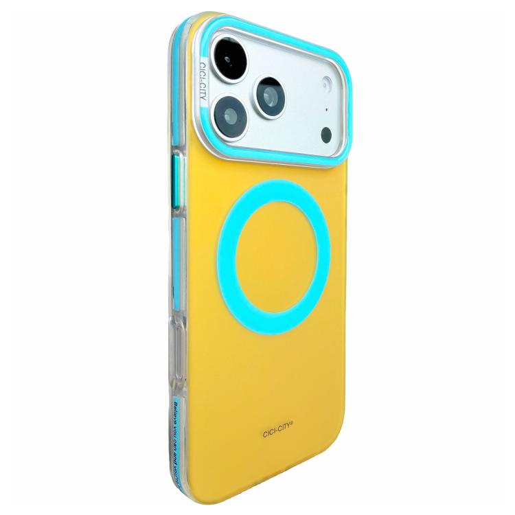 For iPhone 17 Pro Max CICI-CITY Vibrant Contrast Color IMD Magnetic Phone Case(Orange Blue)