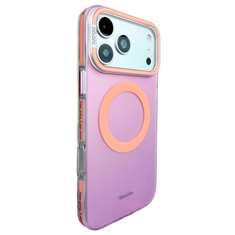 For iPhone 17 Pro Max CICI-CITY Vibrant Contrast Color IMD Magnetic Phone Case(Pink Orange)