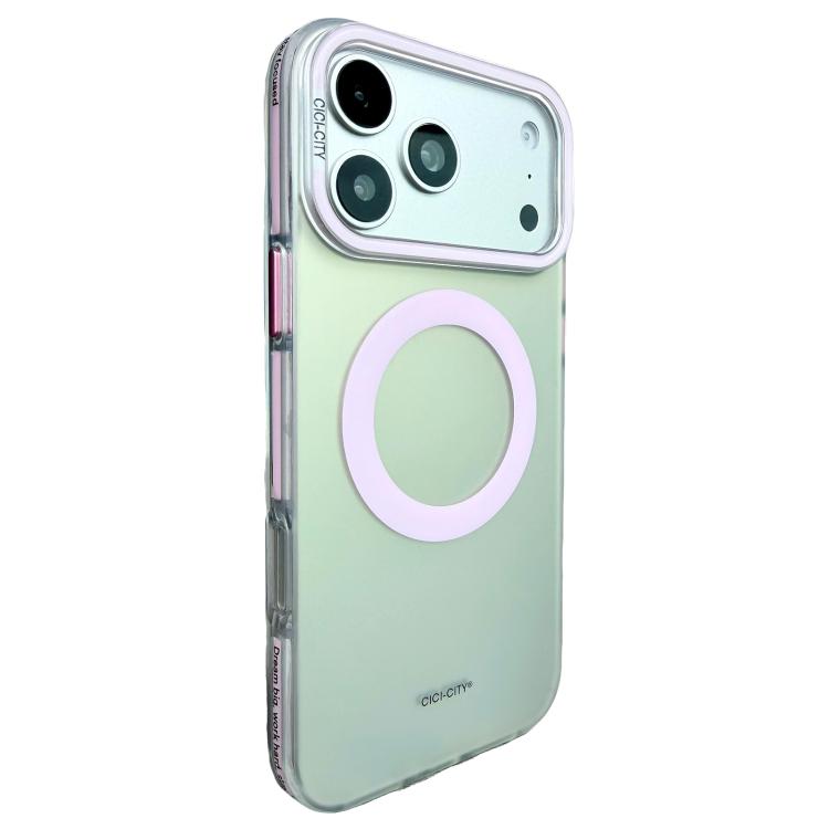 For iPhone 17 Pro Max CICI-CITY Vibrant Contrast Color IMD Magnetic Phone Case(Pink Silver)