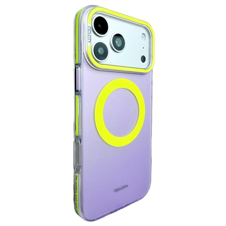 For iPhone 17 Pro Max CICI-CITY Vibrant Contrast Color IMD Magnetic Phone Case(Purple Yellow)