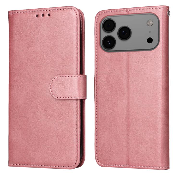 For iPhone 17 Pro Max Classic Calf Texture Flip Leather Phone Case(Rose Gold)