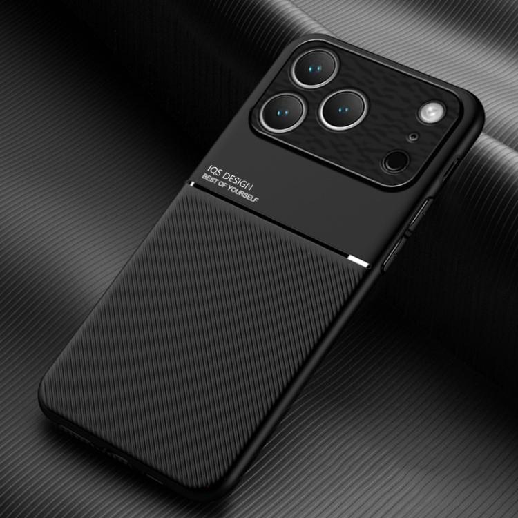 For iPhone 17 Pro Max Classic Tilt Strip Grain Magnetic Shockproof PC + TPU Phone Case(Black)