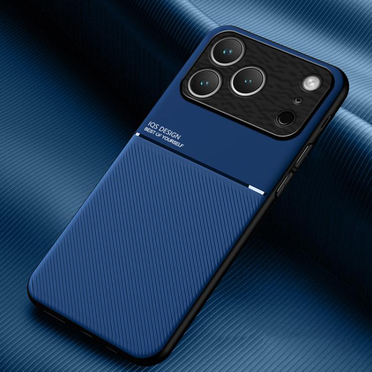 For iPhone 17 Pro Max Classic Tilt Strip Grain Magnetic Shockproof PC + TPU Phone Case(Blue)