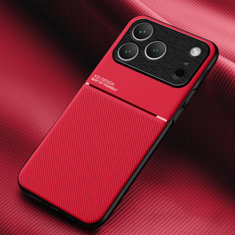 For iPhone 17 Pro Max Classic Tilt Strip Grain Magnetic Shockproof PC + TPU Phone Case(Red)