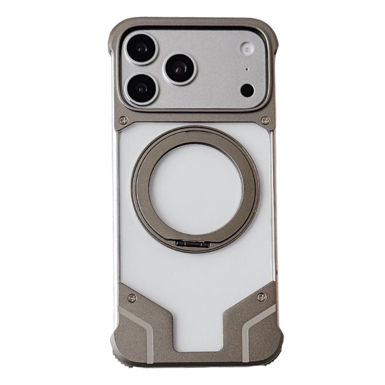 For iPhone 17 Pro Max Clear PC Armor Frameless Magnetic Holder Phone Case(Titanium Original Color)