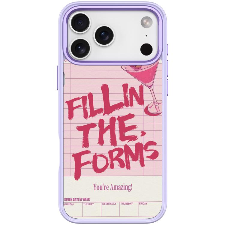 For iPhone 17 Pro Max Cocktail and Text Pattern Magnetic Phone Case(Light Purple)