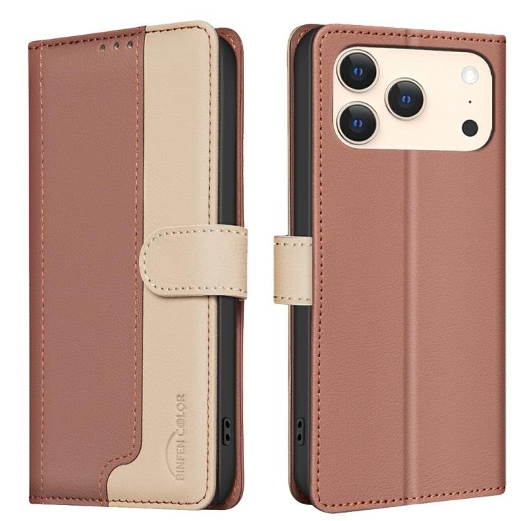 For iPhone 17 Pro Max Color Matching RFID Anti-theft Leather Phone Case(Brown)