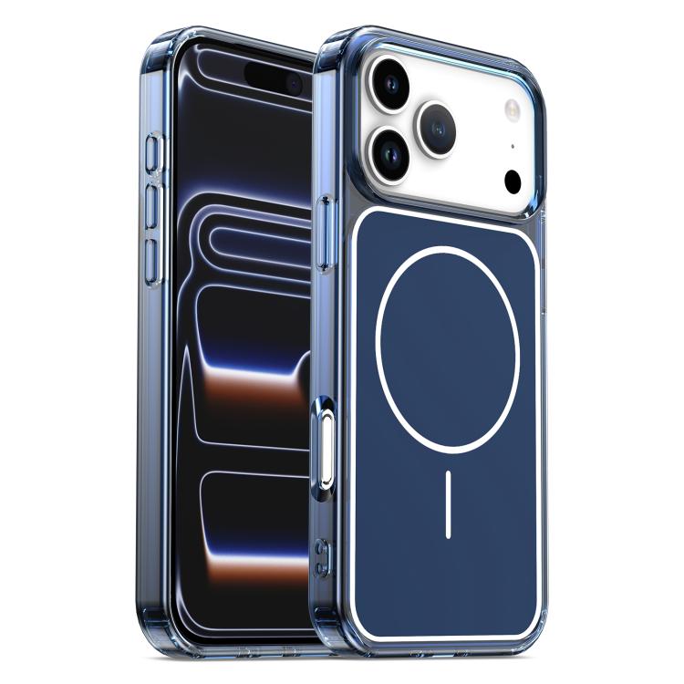 For iPhone 17 Pro Max Color Shield PC Hybrid TPU Magnetic Phone Case(Transparent Blue)