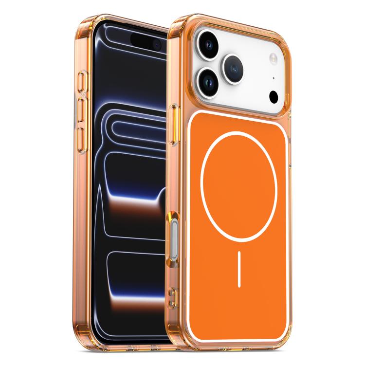 For iPhone 17 Pro Max Color Shield PC Hybrid TPU Magnetic Phone Case(Transparent Orange)