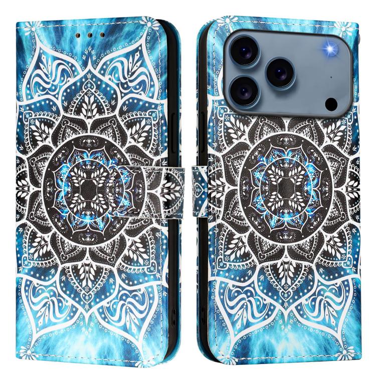 For iPhone 17 Pro Max Colored Drawing Pattern Plain Weave Leather Phone Case(Undersea Mandala)