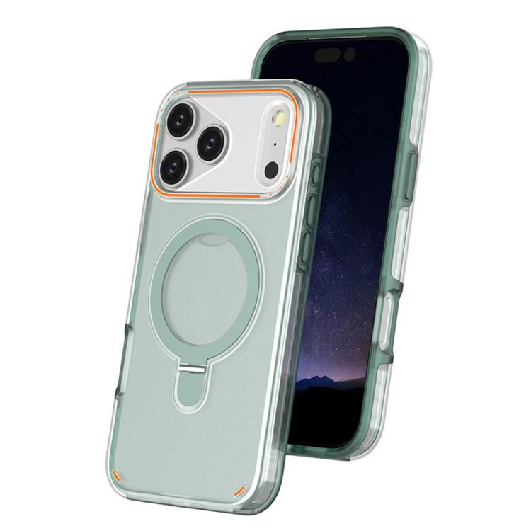 For iPhone 17 Pro Max Colorful 2 in 1 MagSafe Ring Holder Phone Case(Mint Green)