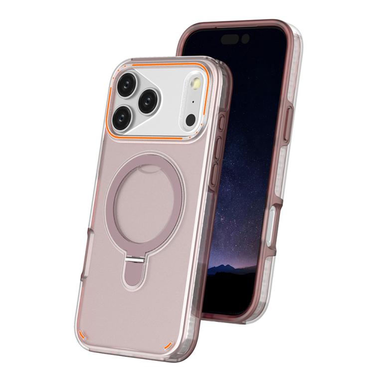 For iPhone 17 Pro Max Colorful 2 in 1 MagSafe Ring Holder Phone Case(Pink)