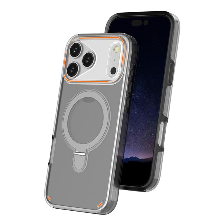 For iPhone 17 Pro Max Colorful 2 in 1 MagSafe Ring Holder Phone Case(Transparent Black)