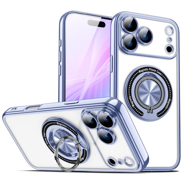 For iPhone 17 Pro Max Colorful 360 Invisible Ring MagSafe Phone Case(Blue)