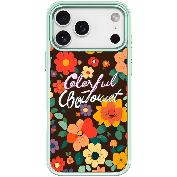 For iPhone 17 Pro Max Colorful Flowers Pattern Magnetic Phone Case(Light Green)