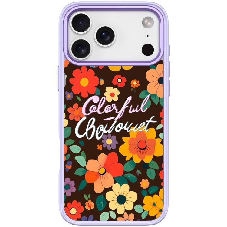 For iPhone 17 Pro Max Colorful Flowers Pattern Magnetic Phone Case(Light Purple)