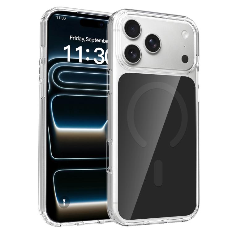 For iPhone 17 Pro Max Colorful Hard PC Hybrid Soft TPU Magnetic Phone Case(Black)