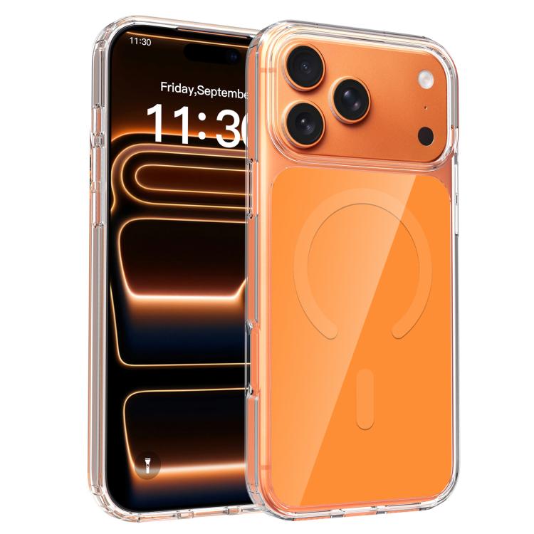 For iPhone 17 Pro Max Colorful Hard PC Hybrid Soft TPU Magnetic Phone Case(Orange)