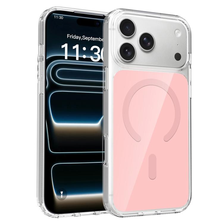 For iPhone 17 Pro Max Colorful Hard PC Hybrid Soft TPU Magnetic Phone Case(Pink)