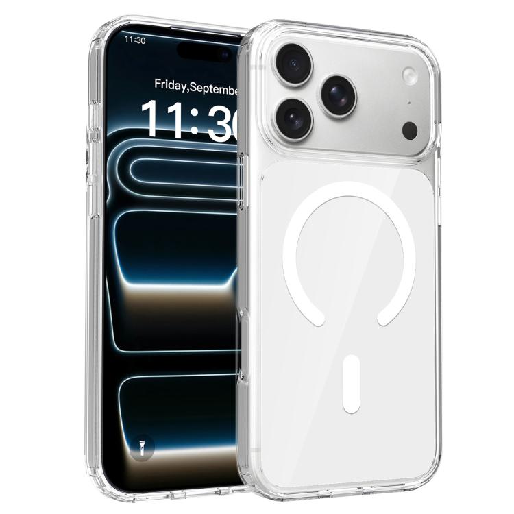 For iPhone 17 Pro Max Colorful Hard PC Hybrid Soft TPU Magnetic Phone Case(White)