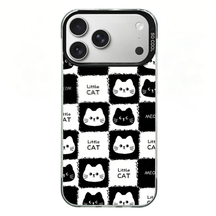 For iPhone 17 Pro Max Colorful Silver Plated IMD Pattern PC Hybrid TPU Phone Case(Black Full Screen Cats)