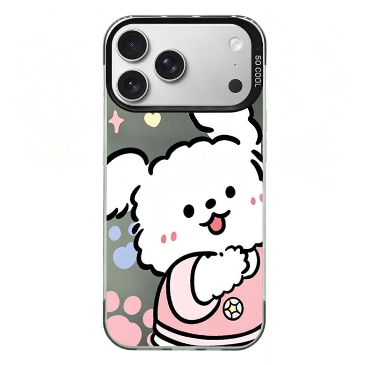 For iPhone 17 Pro Max Colorful Silver Plated IMD Pattern PC Hybrid TPU Phone Case(Black Rabbit)