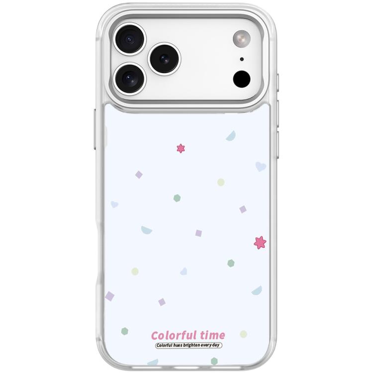 For iPhone 17 Pro Max Colorful Stars Pattern Magnetic Phone Case(Transparent White)