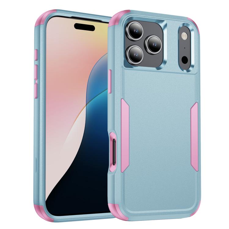 For iPhone 17 Pro Max Commuter Shockproof TPU + PC Phone Case(Grey Green+Pink)