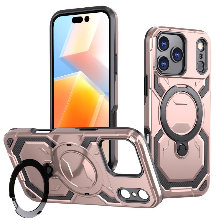 For iPhone 17 Pro Max Cooling MagSafe Holder Phone Case(Rose Gold)