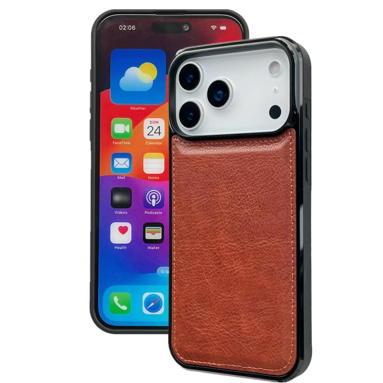 For iPhone 17 Pro Max Cowhide Texture Back Cover Phone Case(Brown)