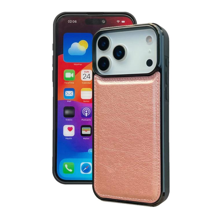 For iPhone 17 Pro Max Cowhide Texture Back Cover Phone Case(Rose Gold)