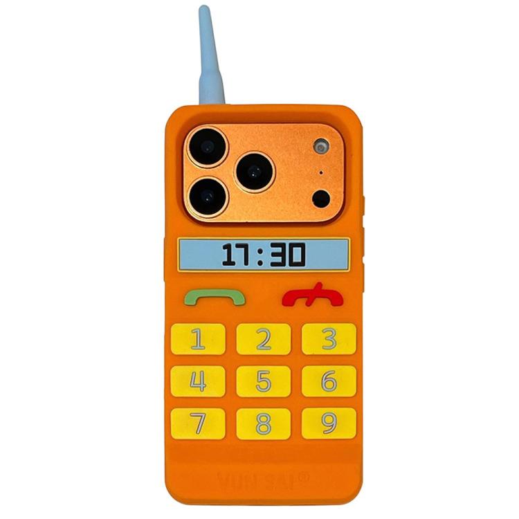 For iPhone 17 Pro Max Creative Retro Brick Shockproof Phone Case(Orange)