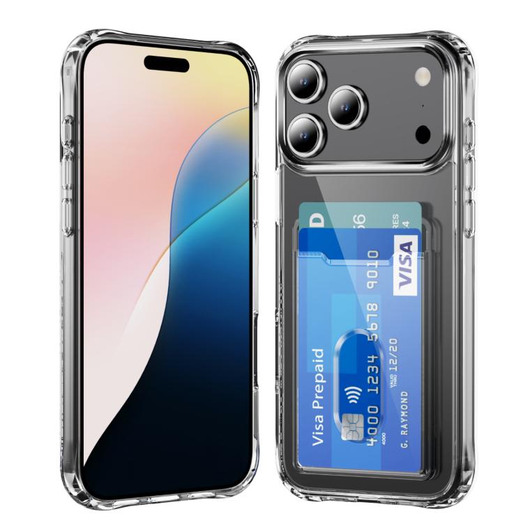 For iPhone 17 Pro Max Crystal Clear Card Slot PC Hybrid TPU Phone Case(Transparent)