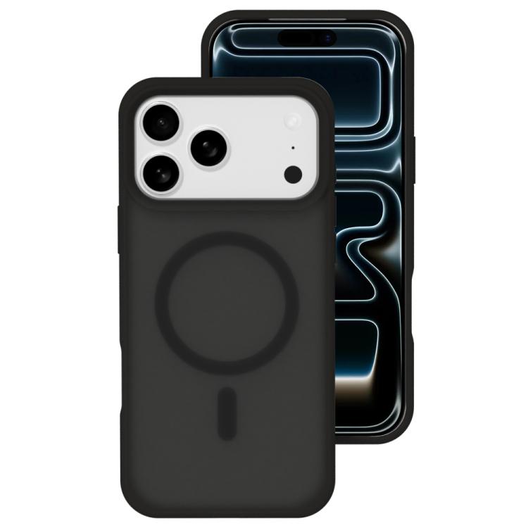 For iPhone 17 Pro Max Crystal-Clear Colors Skin-friendly Feel Liquid Silicone Magnetic Phone Case(Black)