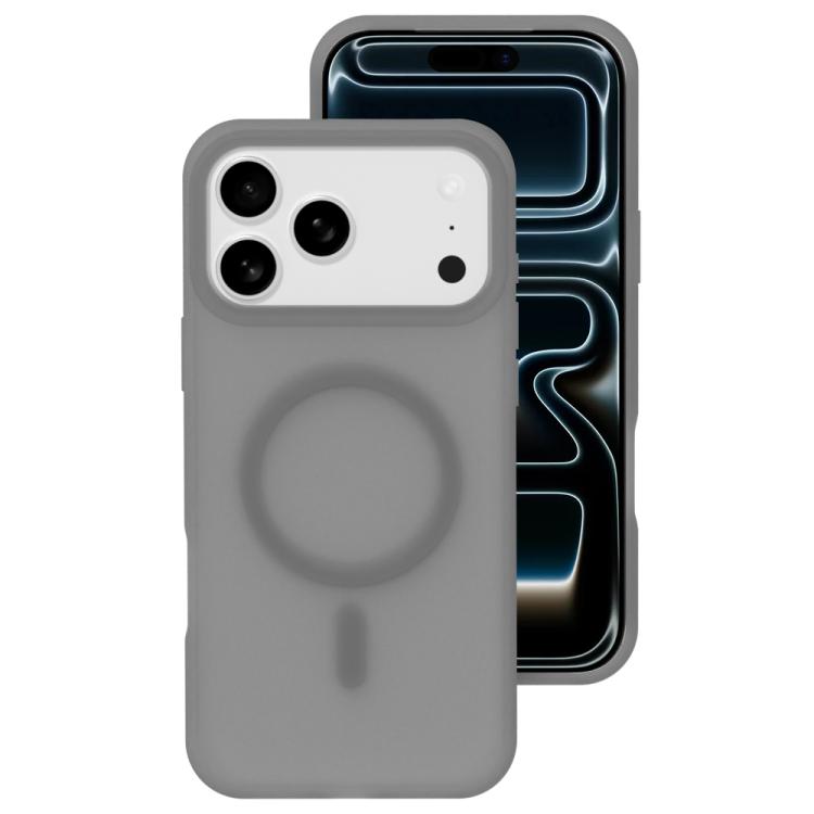 For iPhone 17 Pro Max Crystal-Clear Colors Skin-friendly Feel Liquid Silicone Magnetic Phone Case(Gray)