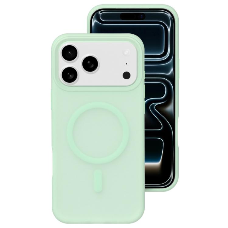 For iPhone 17 Pro Max Crystal-Clear Colors Skin-friendly Feel Liquid Silicone Magnetic Phone Case(Green)