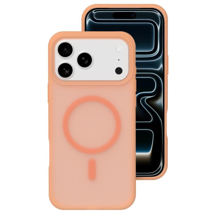 For iPhone 17 Pro Max Crystal-Clear Colors Skin-friendly Feel Liquid Silicone Magnetic Phone Case(Orange)