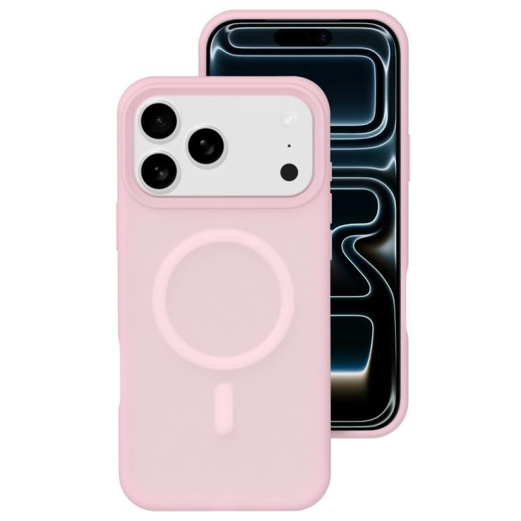 For iPhone 17 Pro Max Crystal-Clear Colors Skin-friendly Feel Liquid Silicone Magnetic Phone Case(Pink)