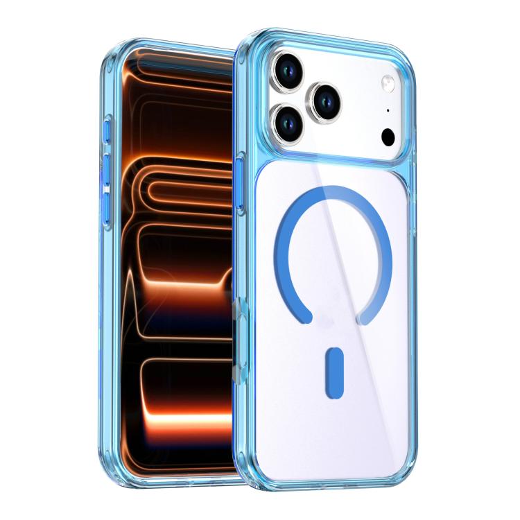 For iPhone 17 Pro Max Crystal Colorful Magnetic Phone Case(Blue)