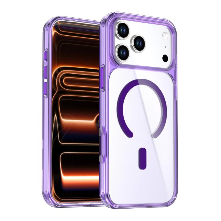 For iPhone 17 Pro Max Crystal Colorful Magnetic Phone Case(Purple)