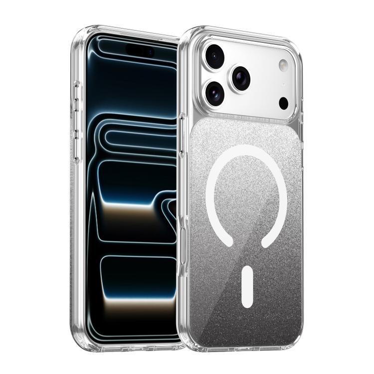 For iPhone 17 Pro Max Crystal Glitter Magnetic Phone Case(Black)
