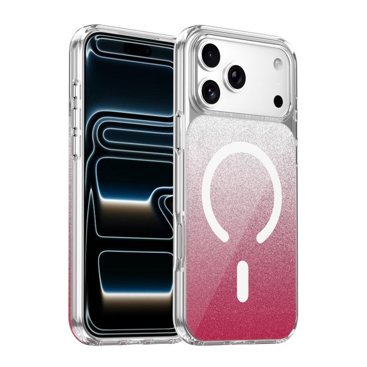 For iPhone 17 Pro Max Crystal Glitter Magnetic Phone Case(Pink)